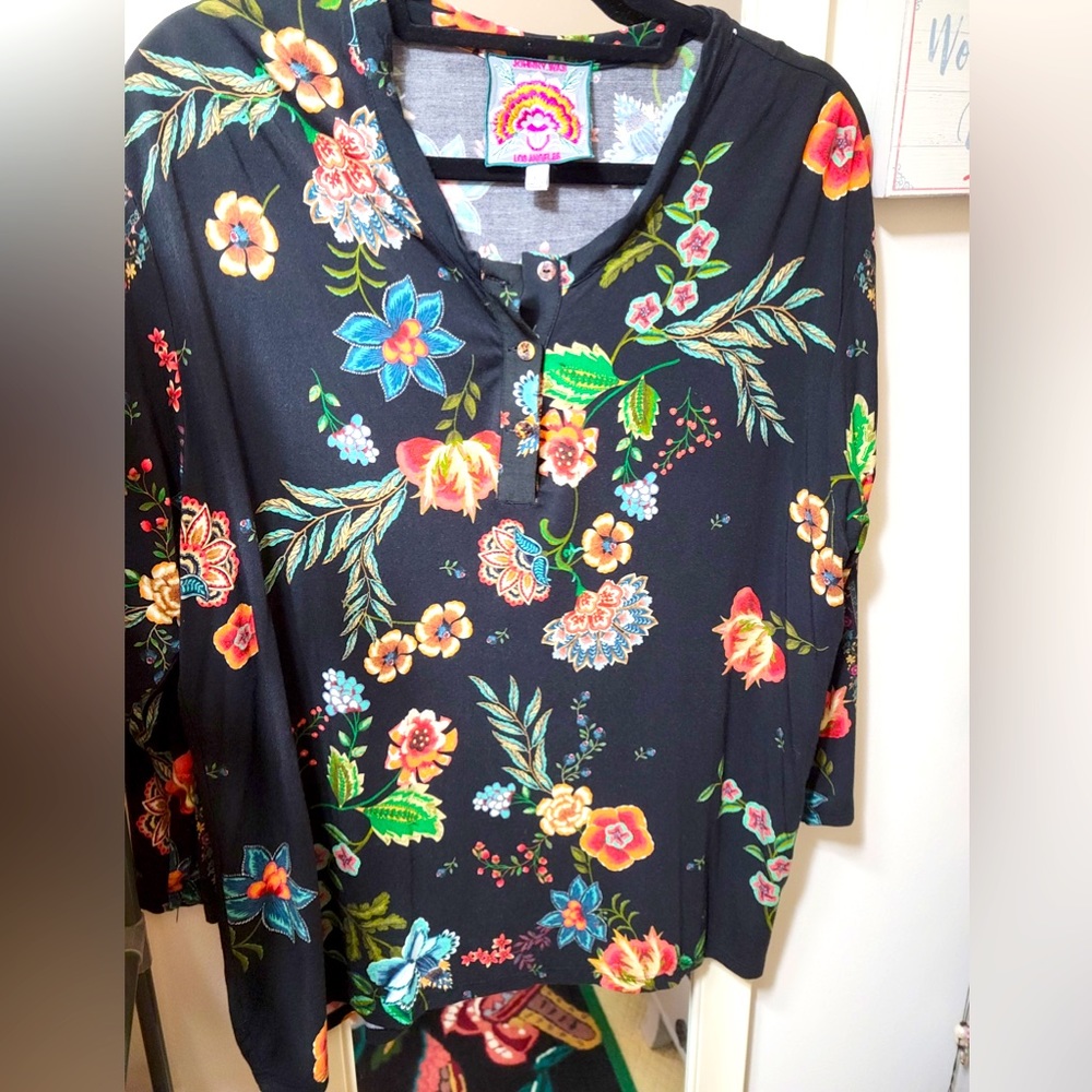 Johnny Was Casual 3/4 Sleeve Shirt